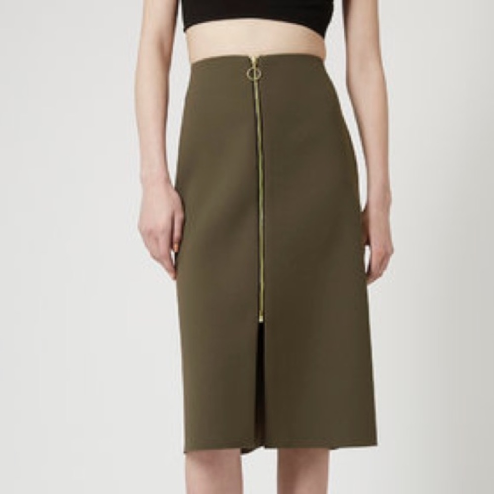 Topshop zip front midi skirt